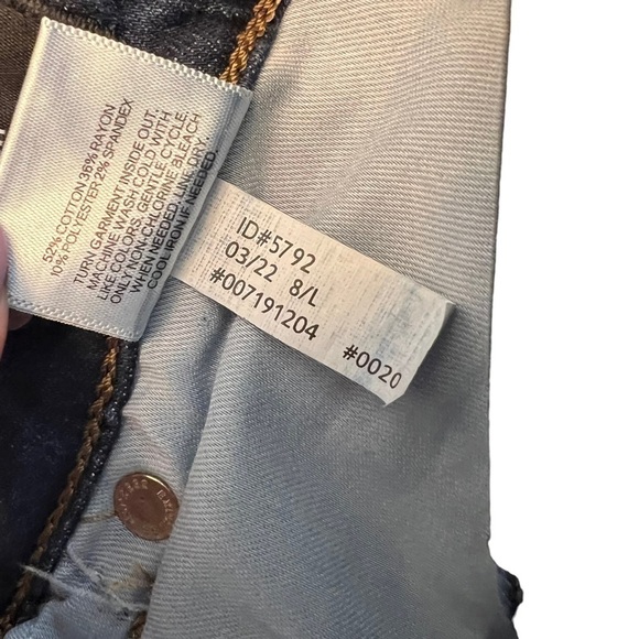 Express - High Waisted Medium Wash Raw Hem Skinny Jeans Sz 8L - Picture 9 of 10